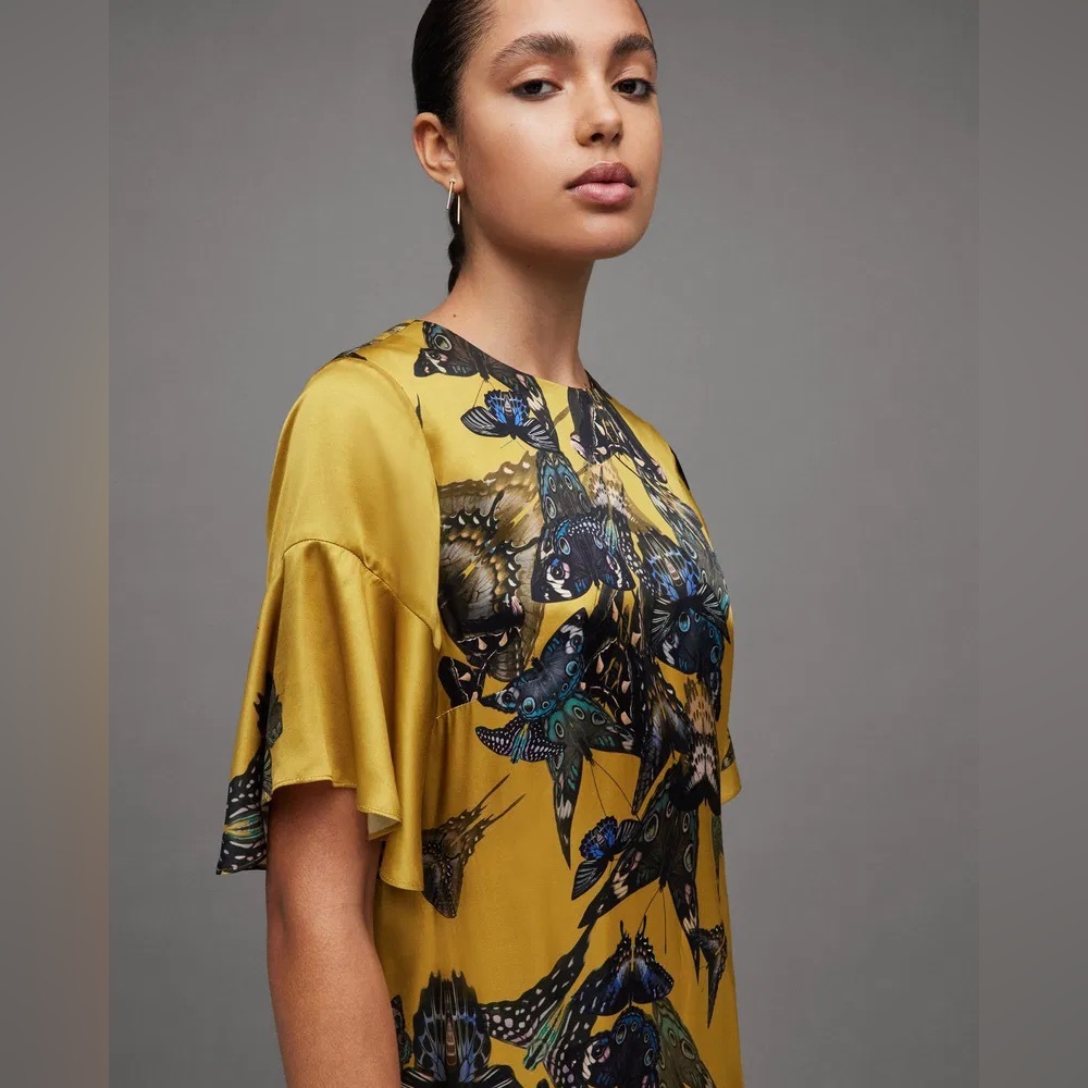 NWT AllSaints Butterfly Print Diana Dress - Picture 3 of 5